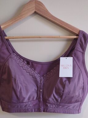 NWT Moona Bra Front Snap Closure Wireless Comfort Bra Mauve Size 1X